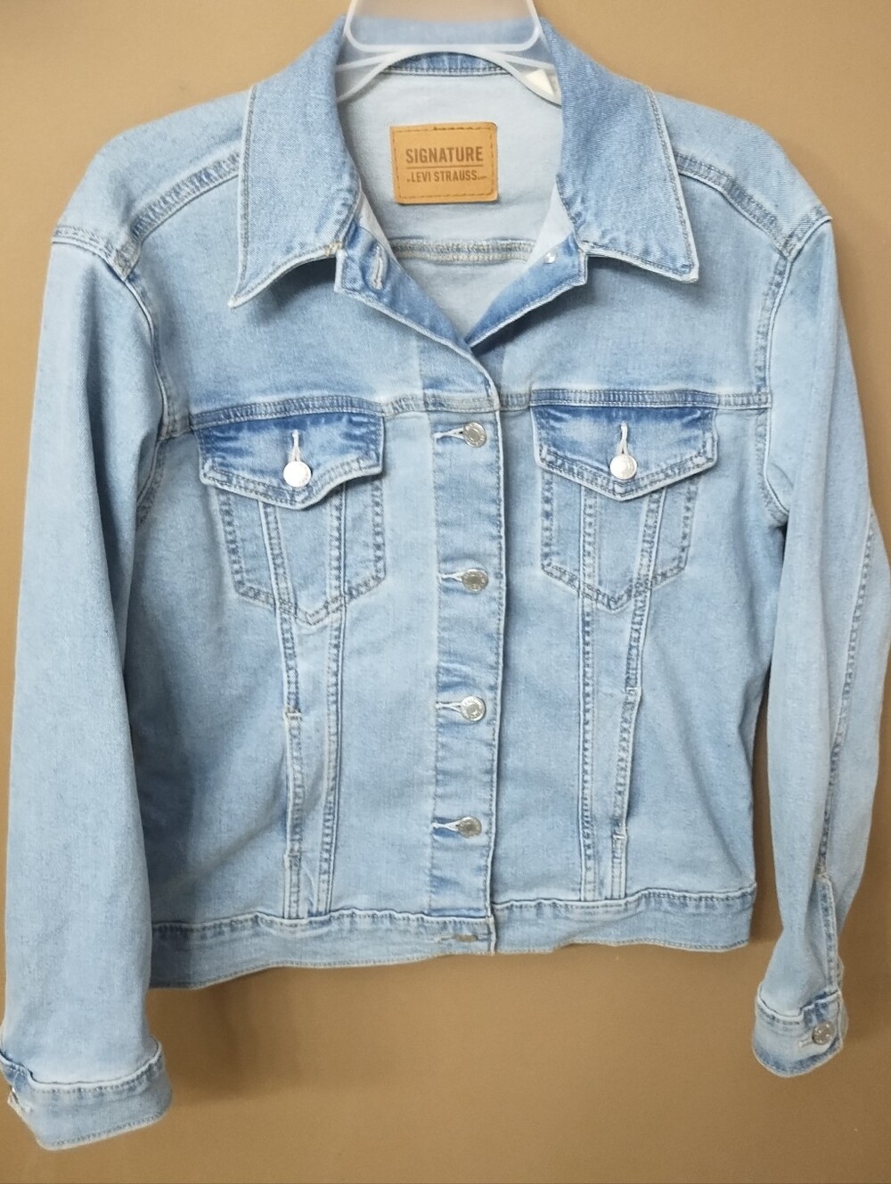 Levi Strauss Jean Jacket Pale Blue Denim Women's Small Petite Cat1